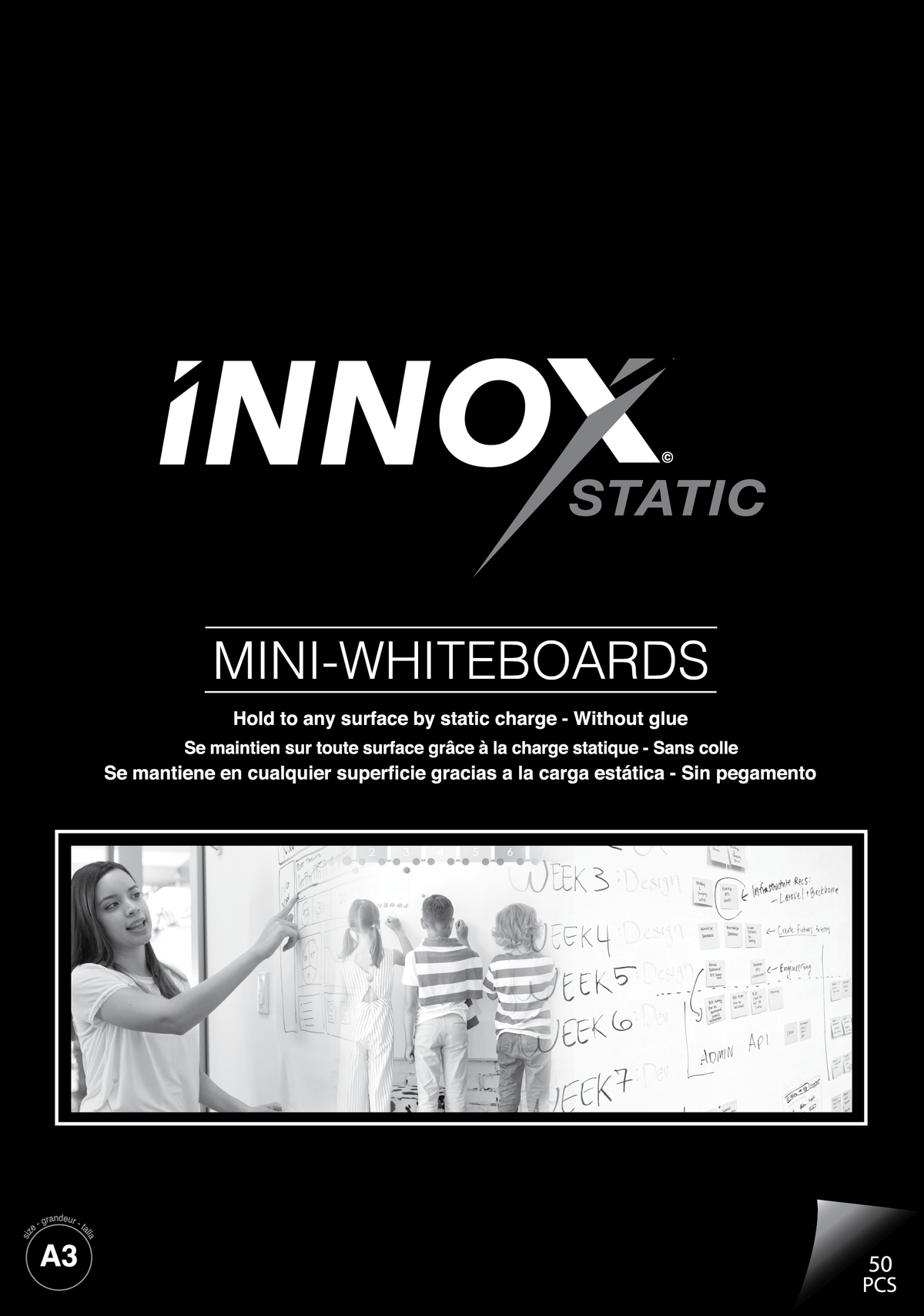 Static Whiteboard Sheets- 10 &amp; 20 Sheets/tube | 50 Sheets/Pad - innoXstatic.com