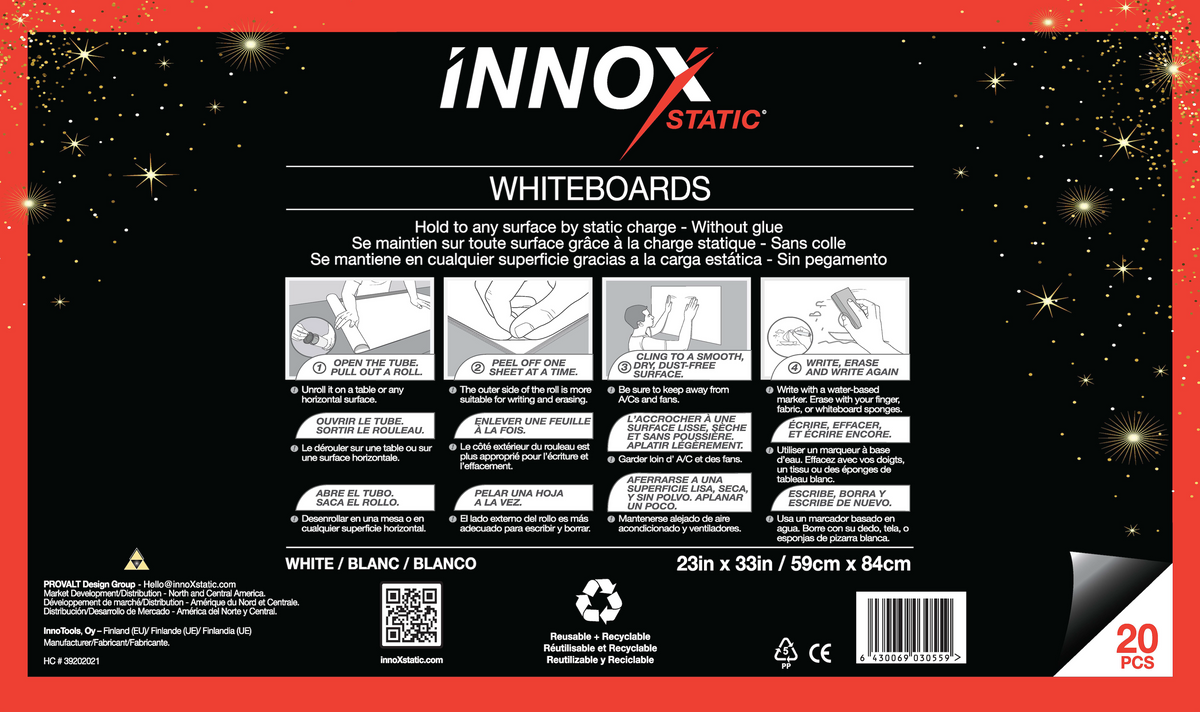 Whiteboards-Electrostatic-Added-Reusable-Sheets-White-&amp;-Clear - innoXstatic.com