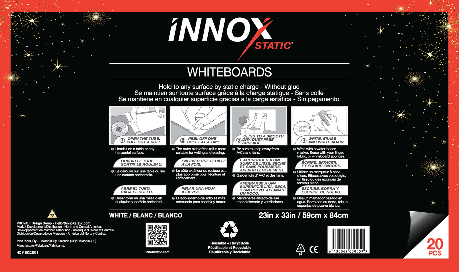 Static Whiteboard Sheets- 10 & 20 Sheets/tube | 50 Sheets/Pad - innoXstatic.com