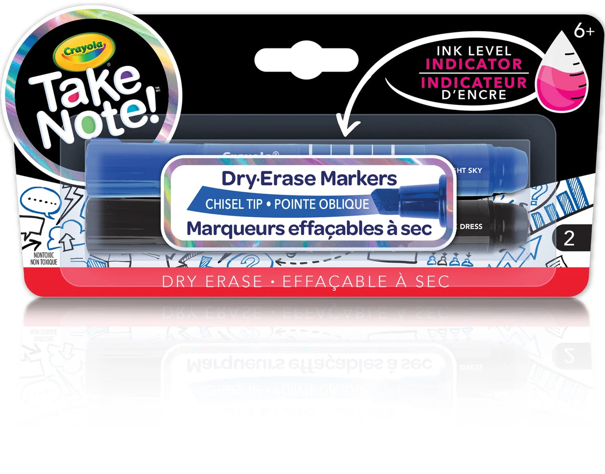 Crayola Take Note Dry Erase Markers, Chisel Tip, 4 Count